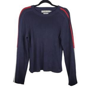 Vintage Y2K Tommy Hilfiger Blue Knit Sweater Stripe Sleeve Women’s XL